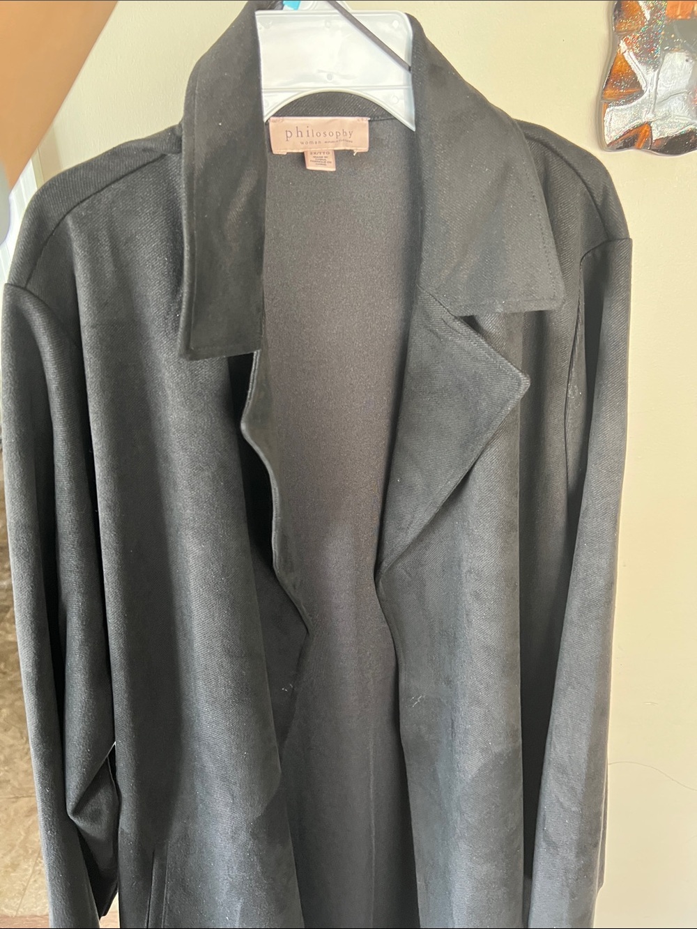 Philosophy Black Open-Front Women’s Trench Coat - Picture 1 of 2